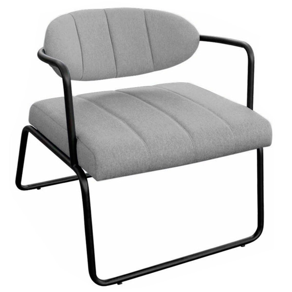 Kit 2 Poltronas para Sala e Escritório Base de Ferro Tavla Linho Cinza