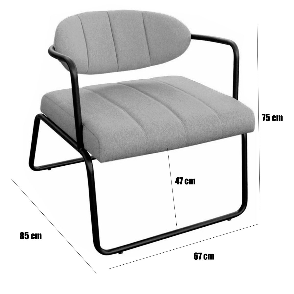 Kit 2 Poltronas para Sala e Escritório Base de Ferro Tavla Linho Cinza