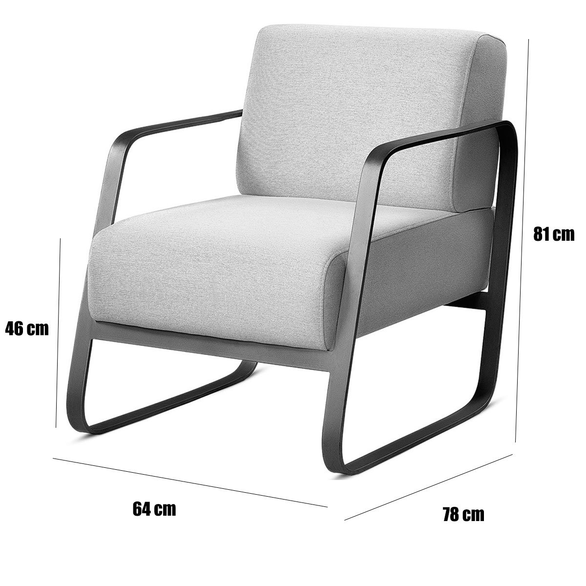 Kit 2 Poltronas para Sala e Escritório Base de Metal Mubai Linho Bege