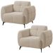 Kit 2 Poltronas para Sala e Escritório Decorativa Kania Linho Bege