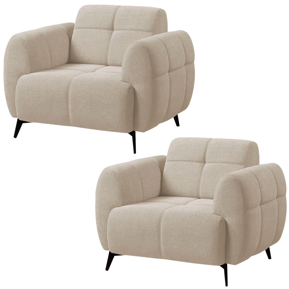 Kit 2 Poltronas para Sala e Escritório Decorativa Kania Linho Bege