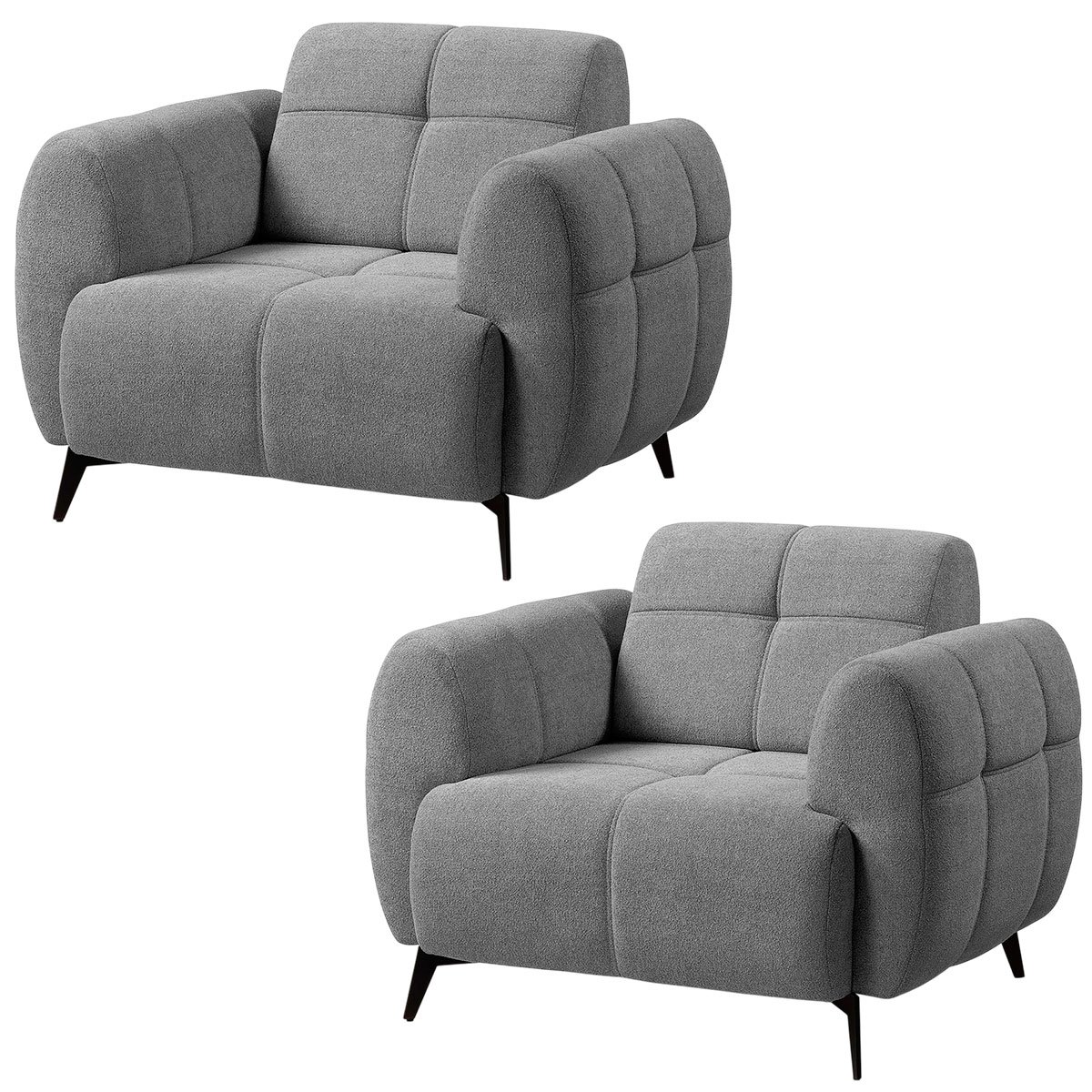 Kit 2 Poltronas para Sala e Escritório Decorativa Kania Linho Cinza