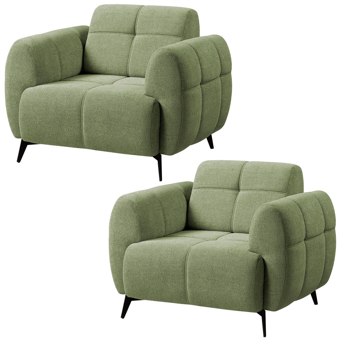 Kit 2 Poltronas para Sala e Escritório Decorativa Kania Linho Verde