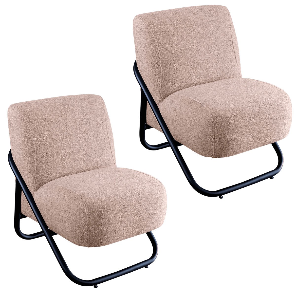 Kit 2 Poltronas para Sala e Escritório Decorativas Andora Linho Bege