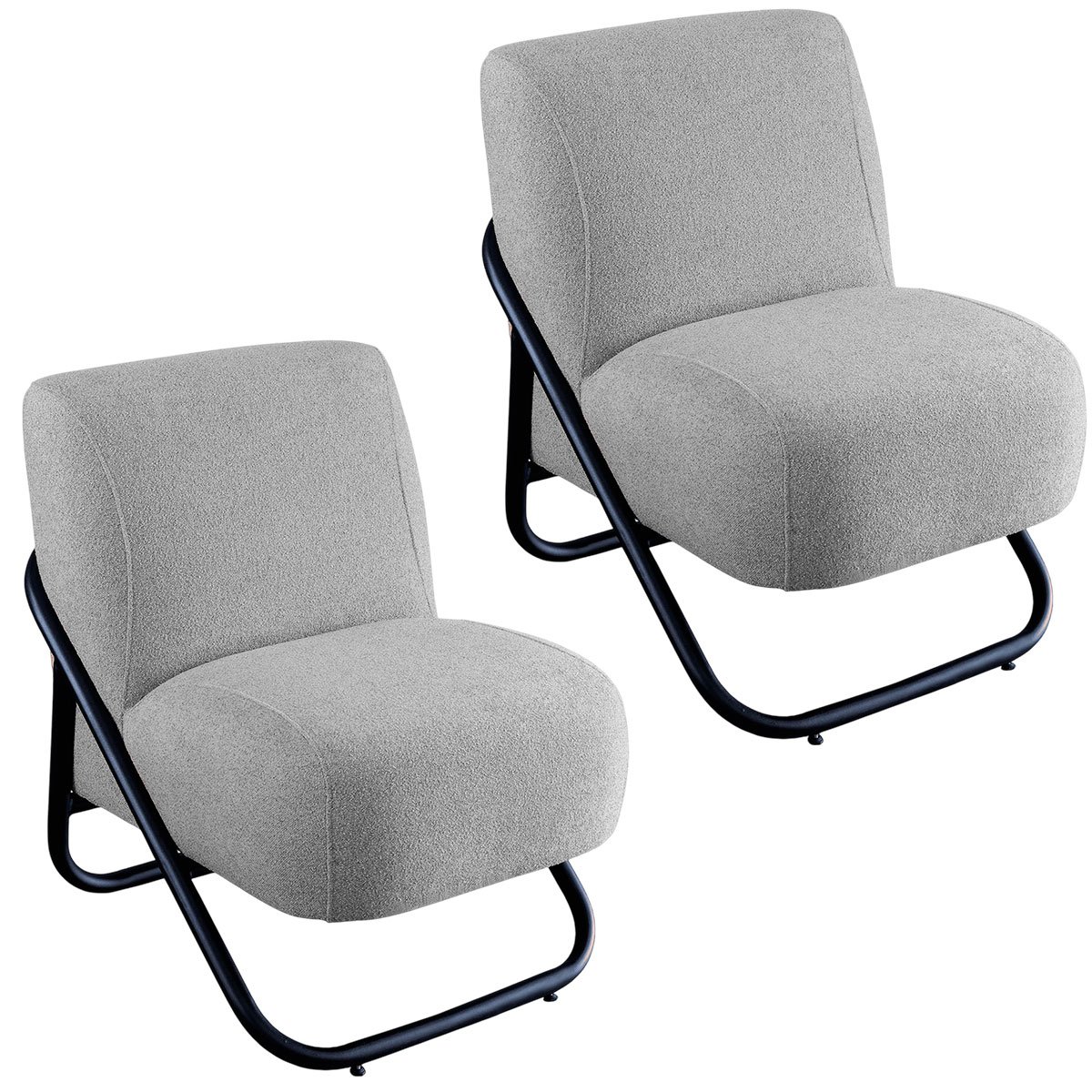 Kit 2 Poltronas para Sala e Escritório Decorativas Andora Linho Cinza Claro