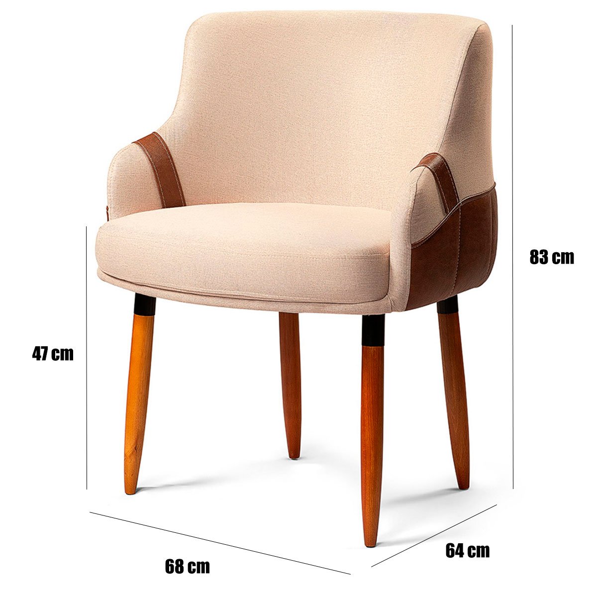 Kit 2 Poltronas para Sala e Escritório Decorativas Cássia Corino Marrom/Linho Bege