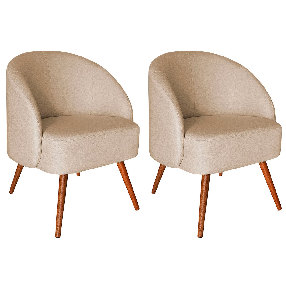 Kit 2 Poltronas para Sala e Escritório Decorativas Cadma Linho Bege