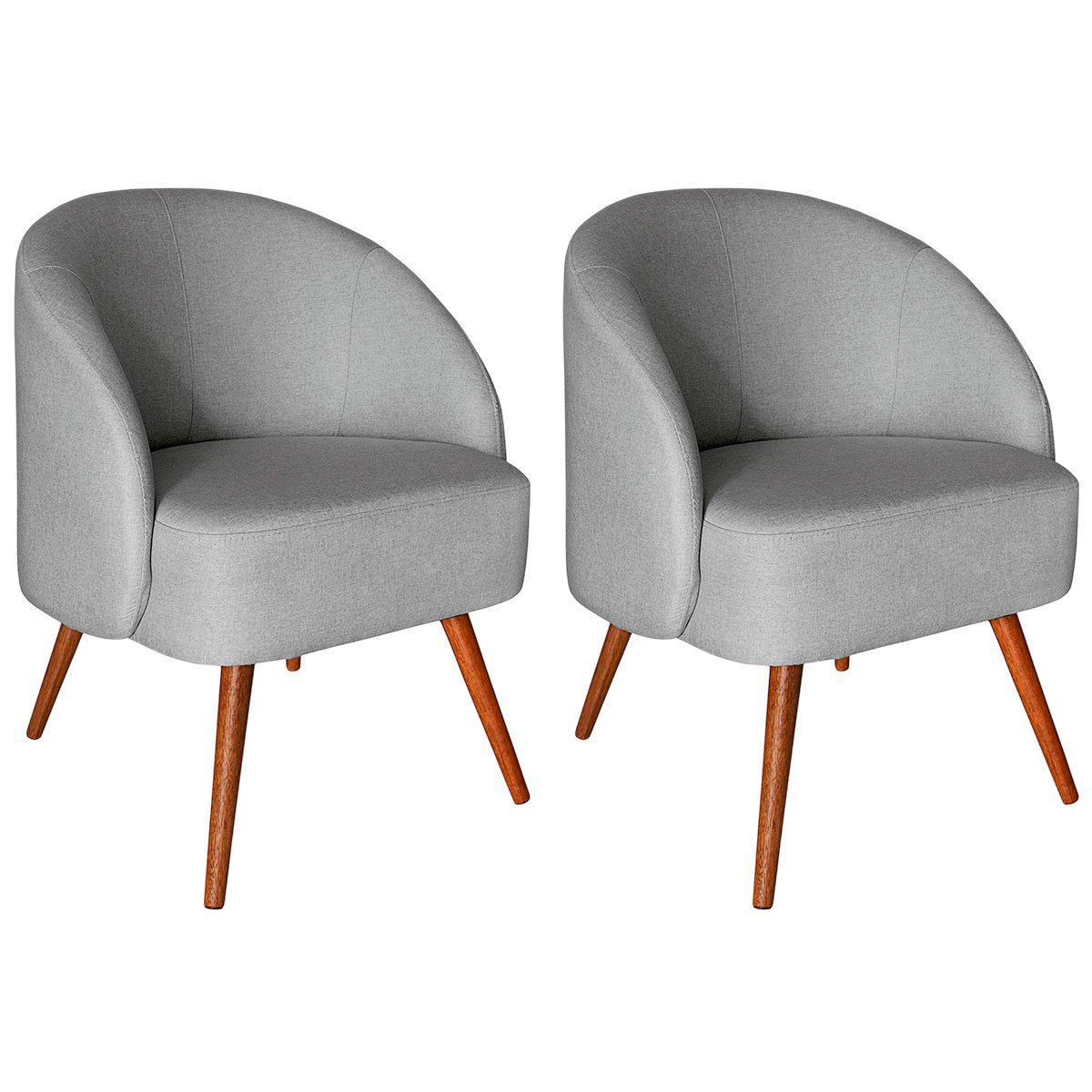 Kit 2 Poltronas para Sala e Escritório Decorativas Cadma Linho Cinza