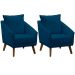 Kit 2 Poltronas para Sala e Escritório Decorativas Ellen Veludo Azul Marinho