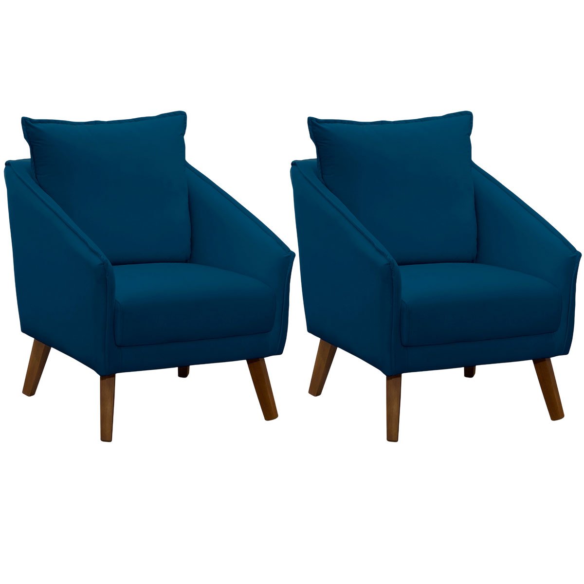 Kit 2 Poltronas para Sala e Escritório Decorativas Ellen Veludo Azul Marinho
