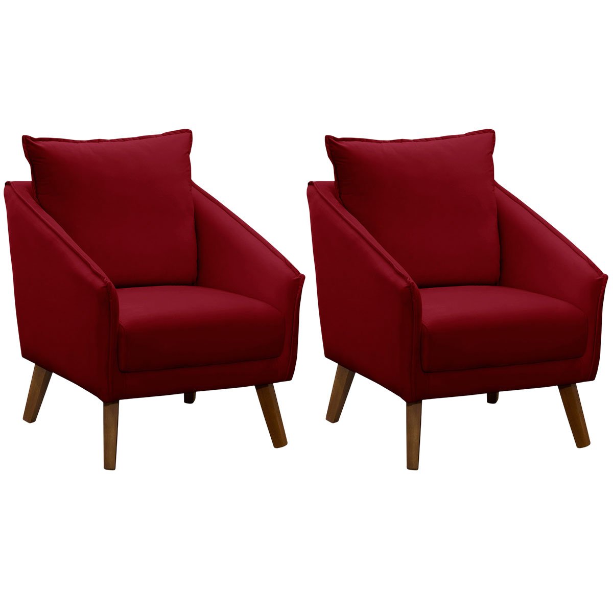 Kit 2 Poltronas para Sala e Escritório Decorativas Ellen Veludo Bordô