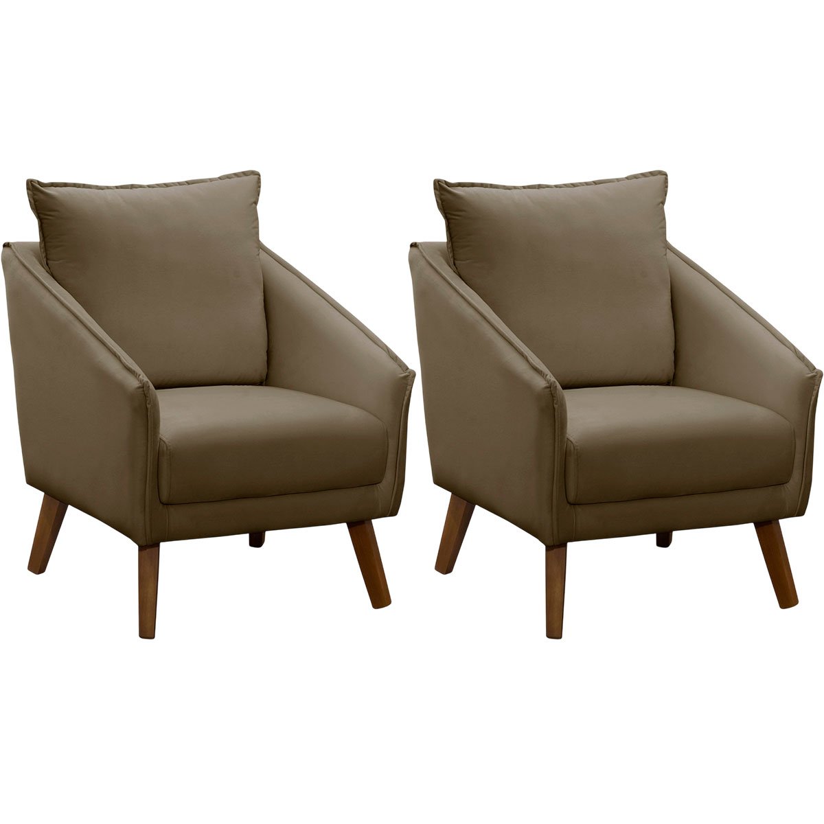 Kit 2 Poltronas para Sala e Escritório Decorativas Ellen Veludo Castor