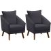 Kit 2 Poltronas para Sala e Escritório Decorativas Ellen Veludo Cinza
