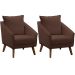 Kit 2 Poltronas para Sala e Escritório Decorativas Ellen Veludo Marrom