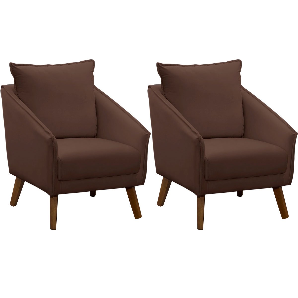 Kit 2 Poltronas para Sala e Escritório Decorativas Ellen Veludo Marrom