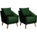 Kit 2 Poltronas para Sala e Escritório Decorativas Ellen Veludo Verde