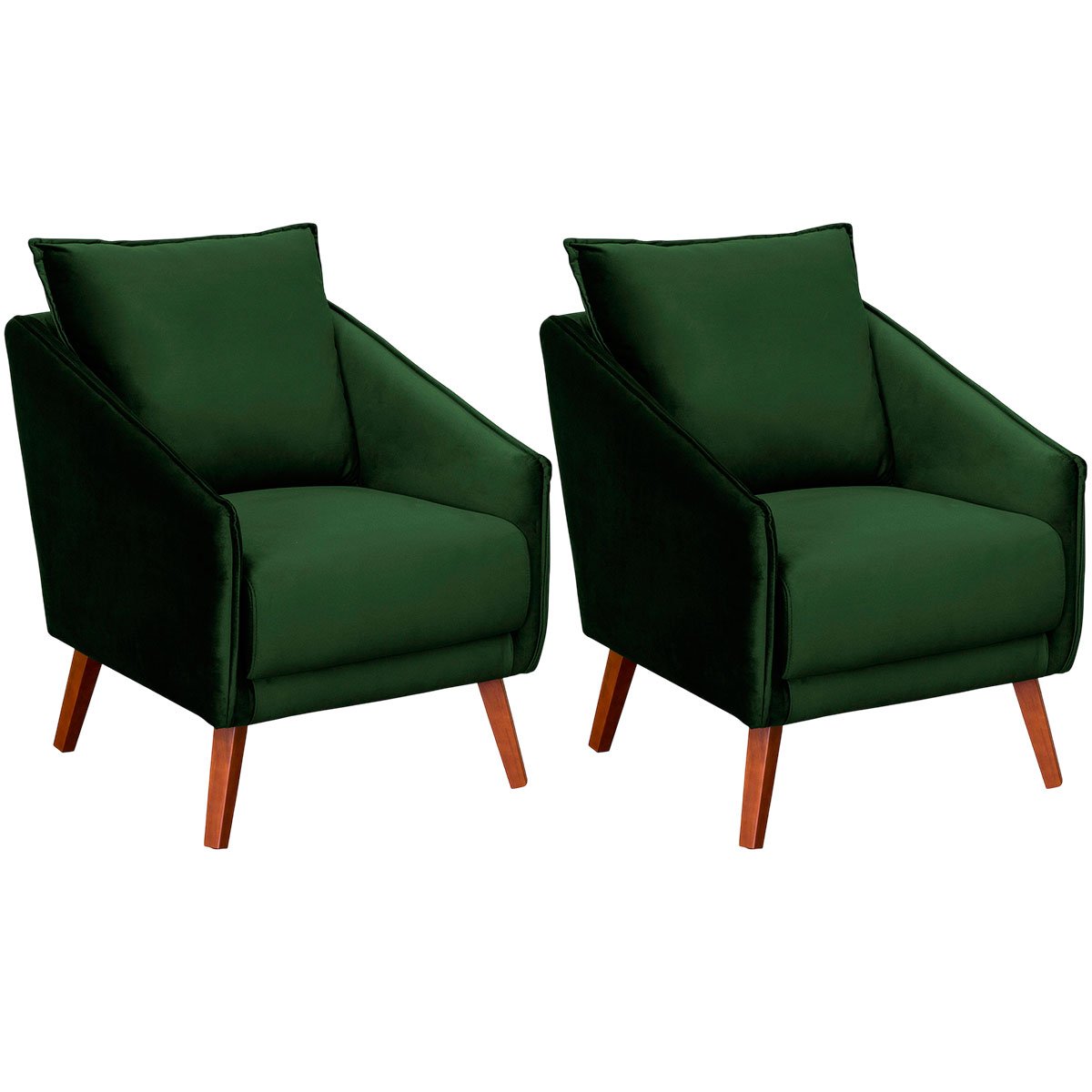 Kit 2 Poltronas para Sala e Escritório Decorativas Ellen Veludo Verde
