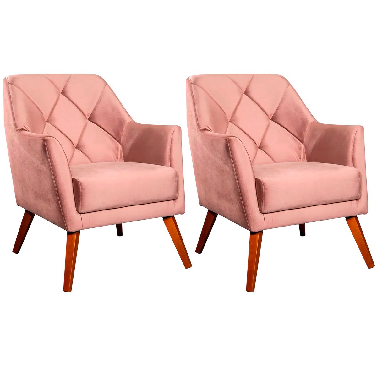 Kit 2 Poltronas para Sala e Escritório Decorativas Héstia Veludo Rosê