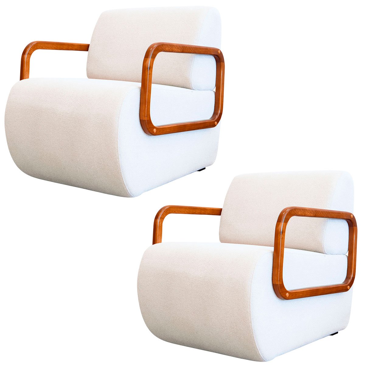 Kit 2 Poltronas para Sala e Escritório Decorativas Kieven Linho Palha
