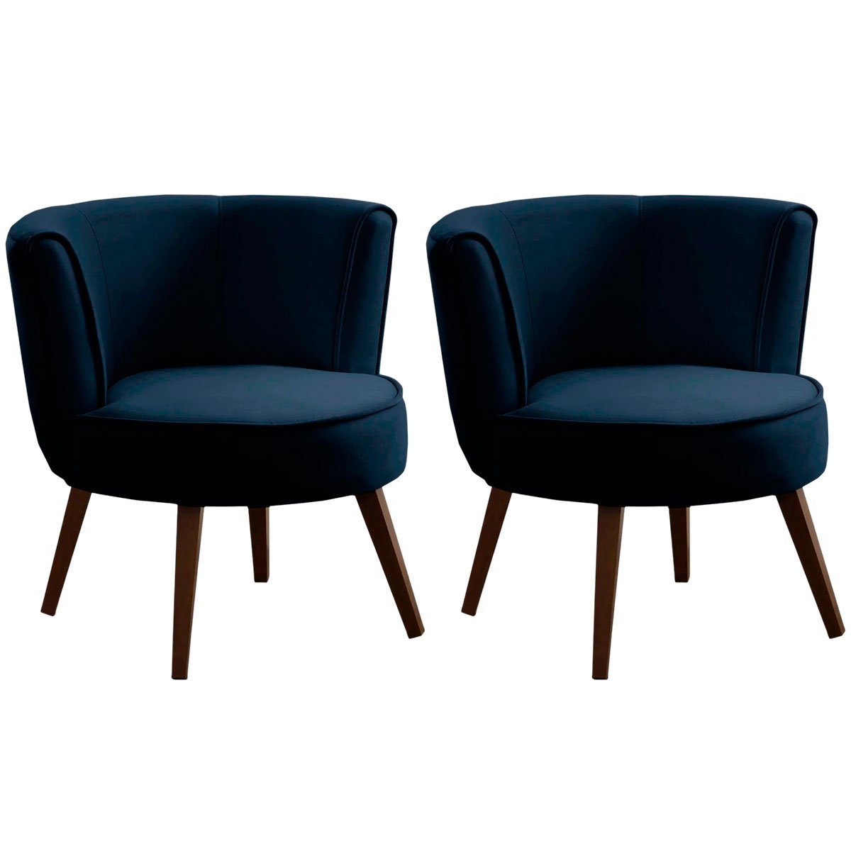 Kit 2 Poltronas para Sala e Escritório Decorativas Lara Veludo Azul Marinho