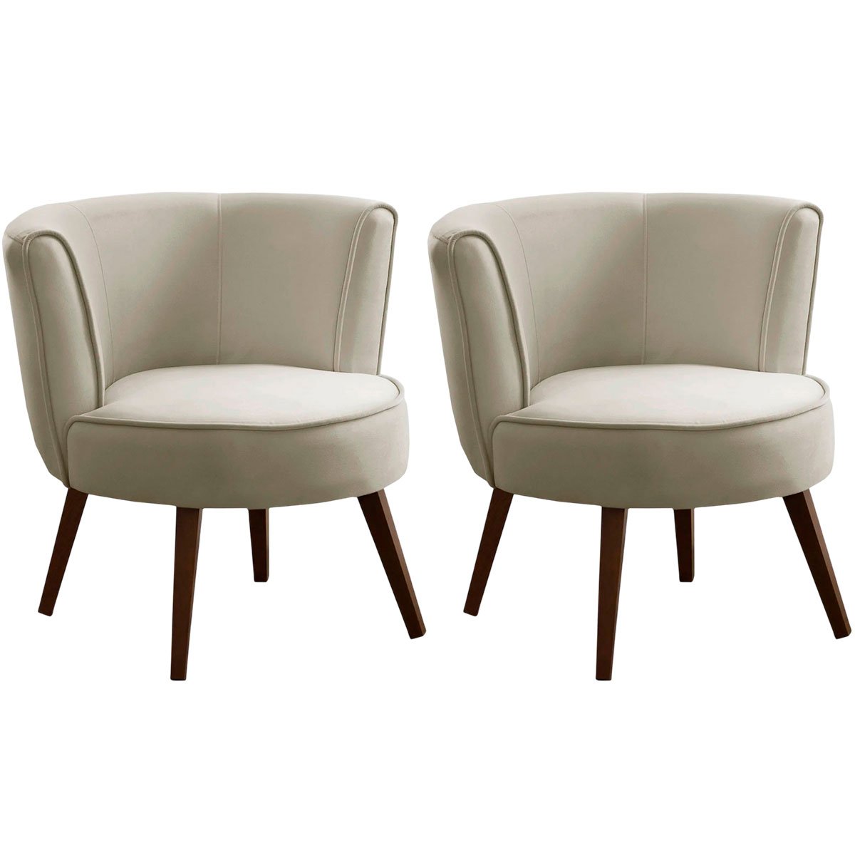 Kit 2 Poltronas para Sala e Escritório Decorativas Lara Veludo Bege