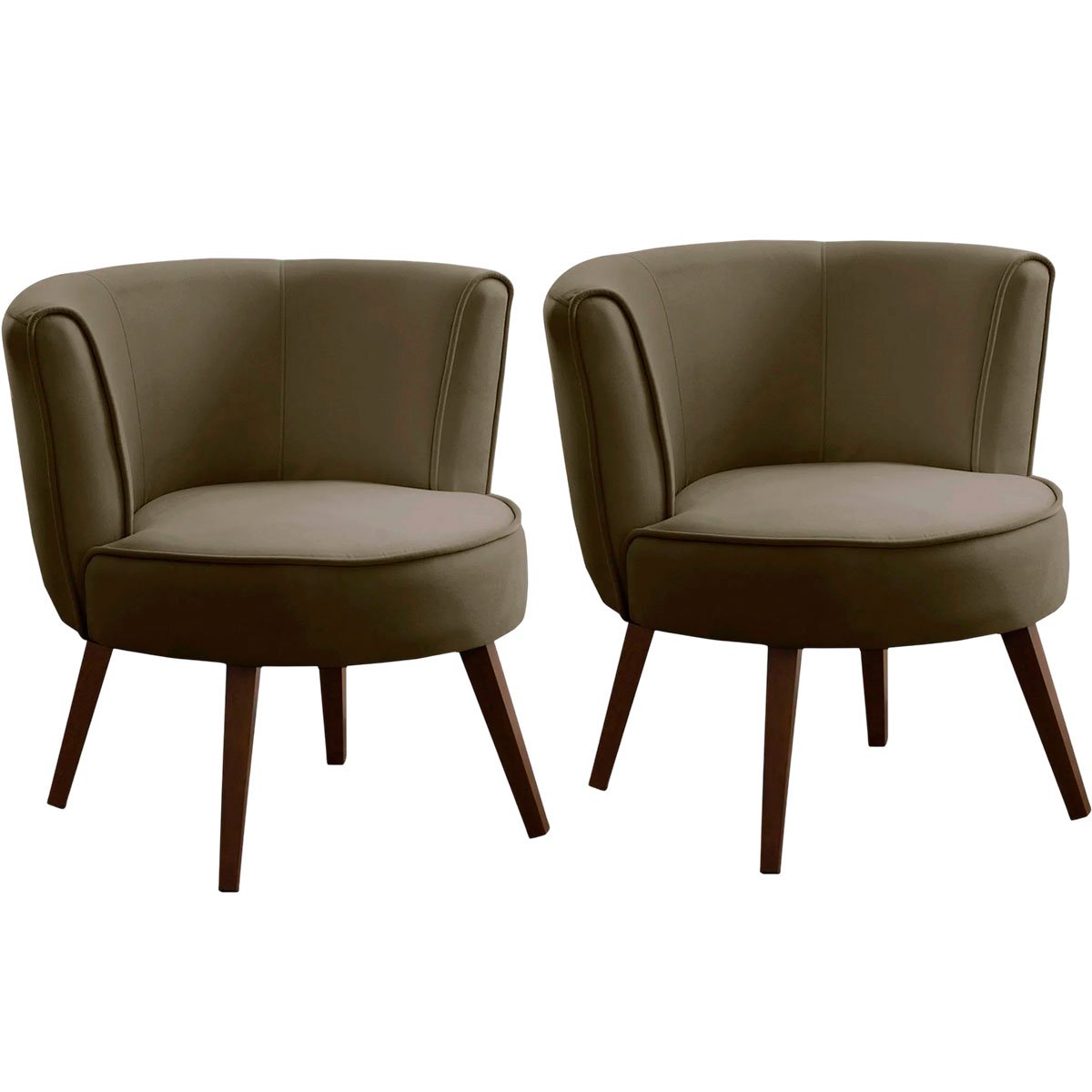 Kit 2 Poltronas para Sala e Escritório Decorativas Lara Veludo Castor