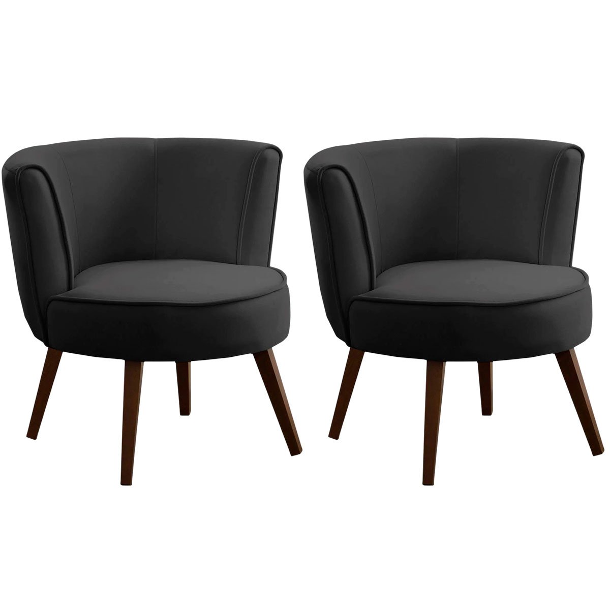 Kit 2 Poltronas para Sala e Escritório Decorativas Lara Veludo Cinza