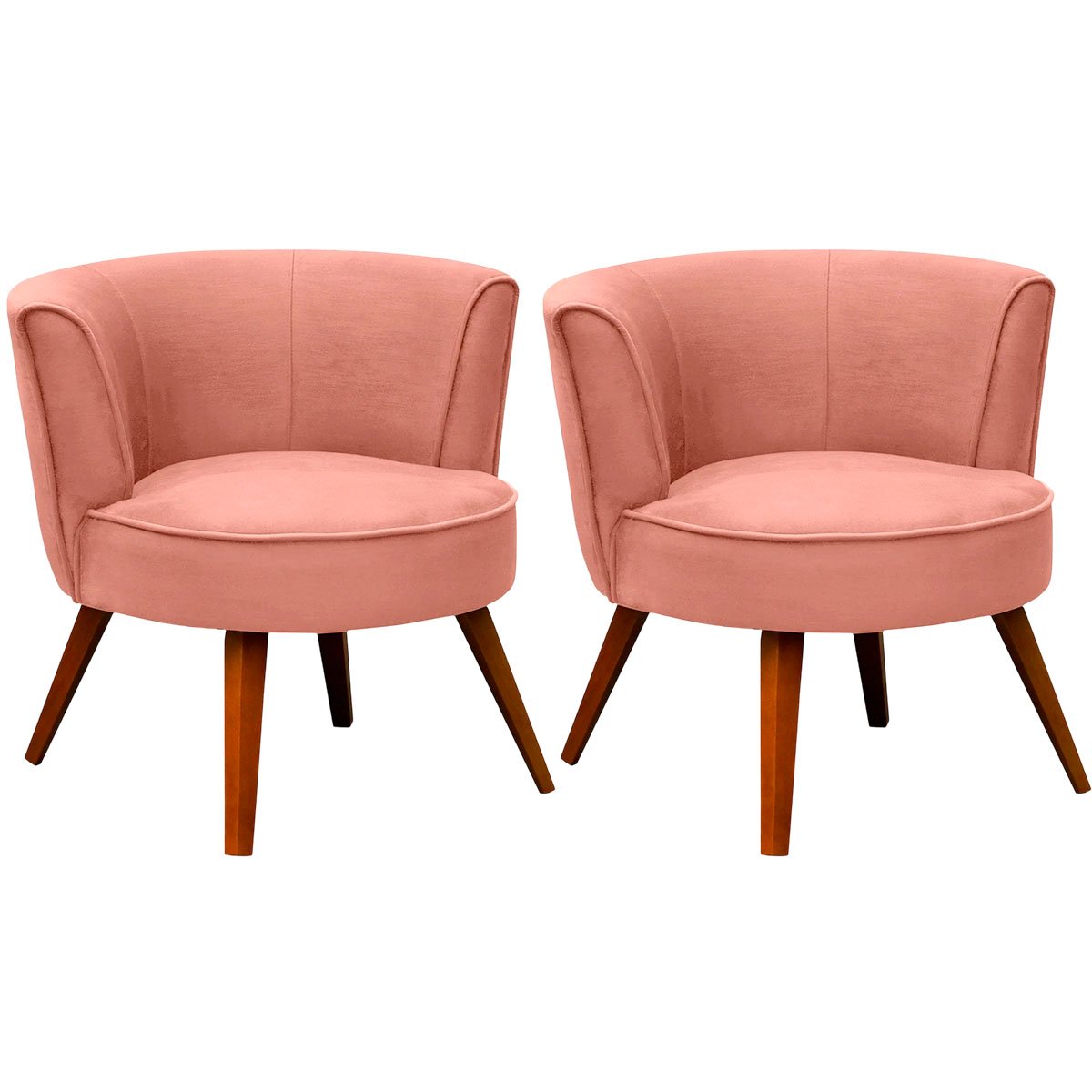Kit 2 Poltronas para Sala e Escritório Decorativas Lara Veludo Rosê