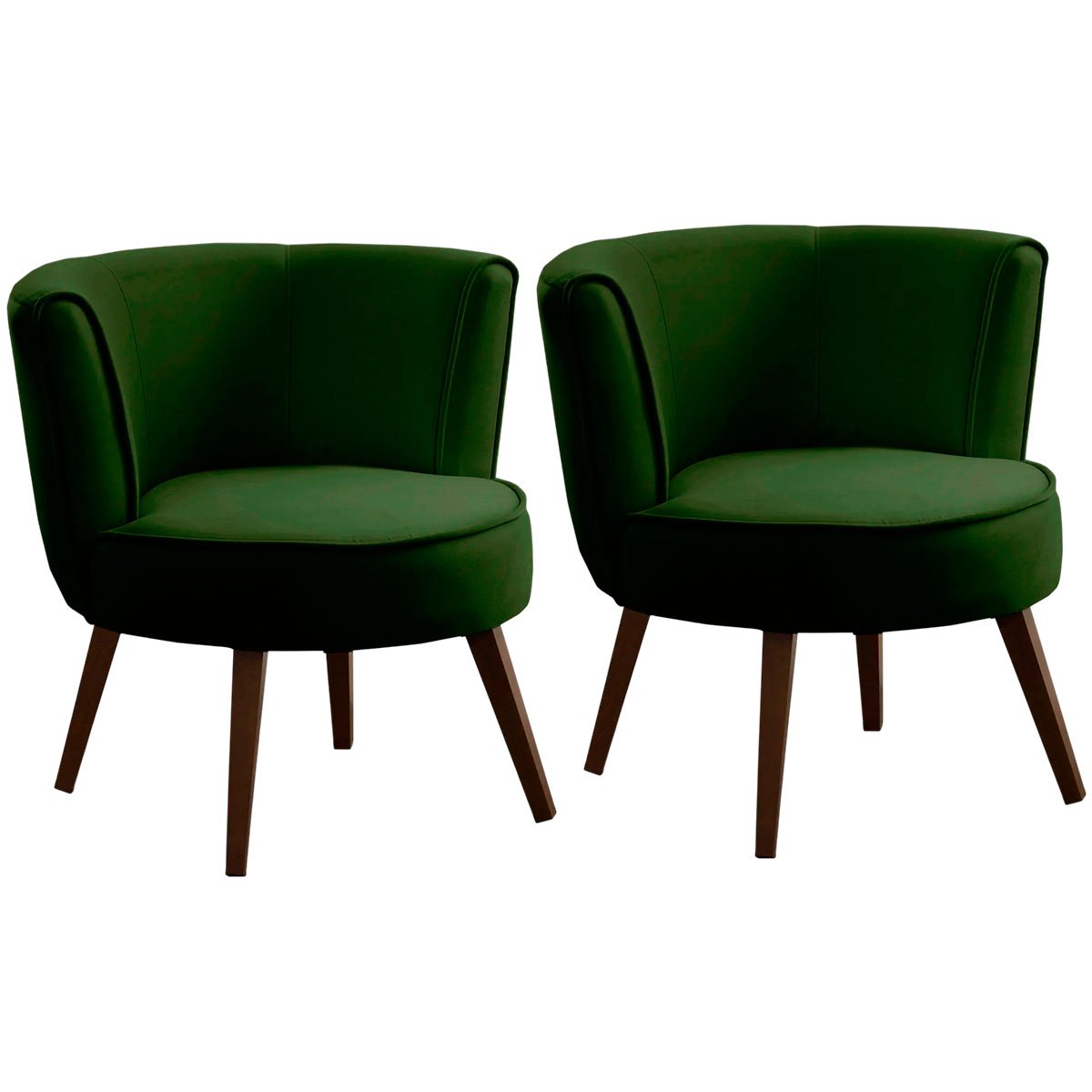 Kit 2 Poltronas para Sala e Escritório Decorativas Lara Veludo Verde
