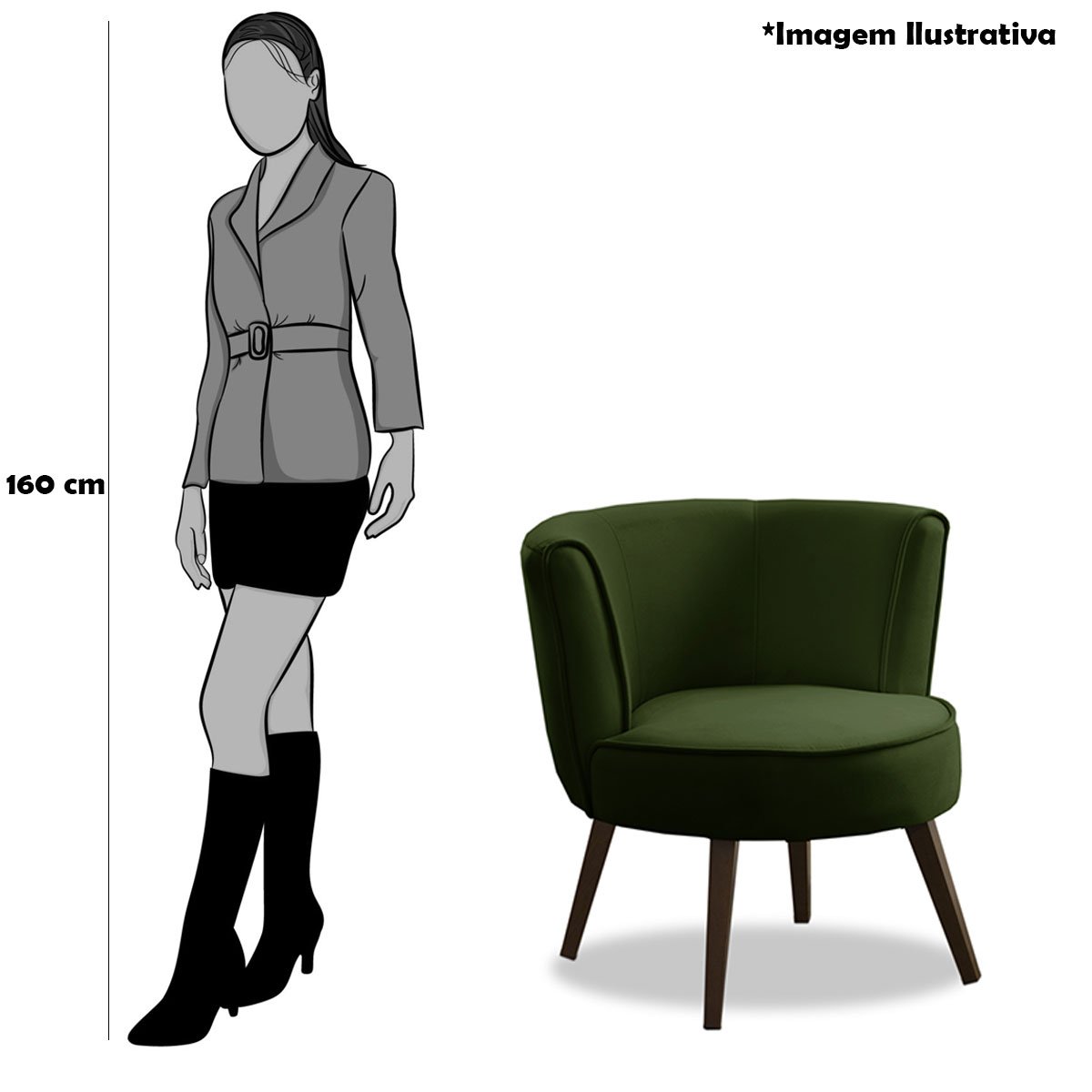 Kit 2 Poltronas para Sala e Escritório Decorativas Lara Veludo Verde