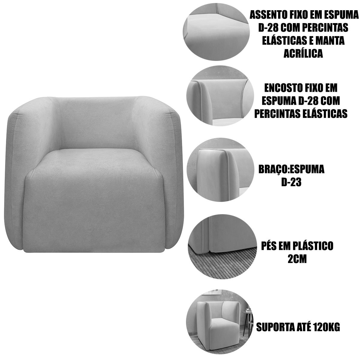 Kit 2 Poltronas para Sala e Escritório Decorativas Maliva Veludo Bege