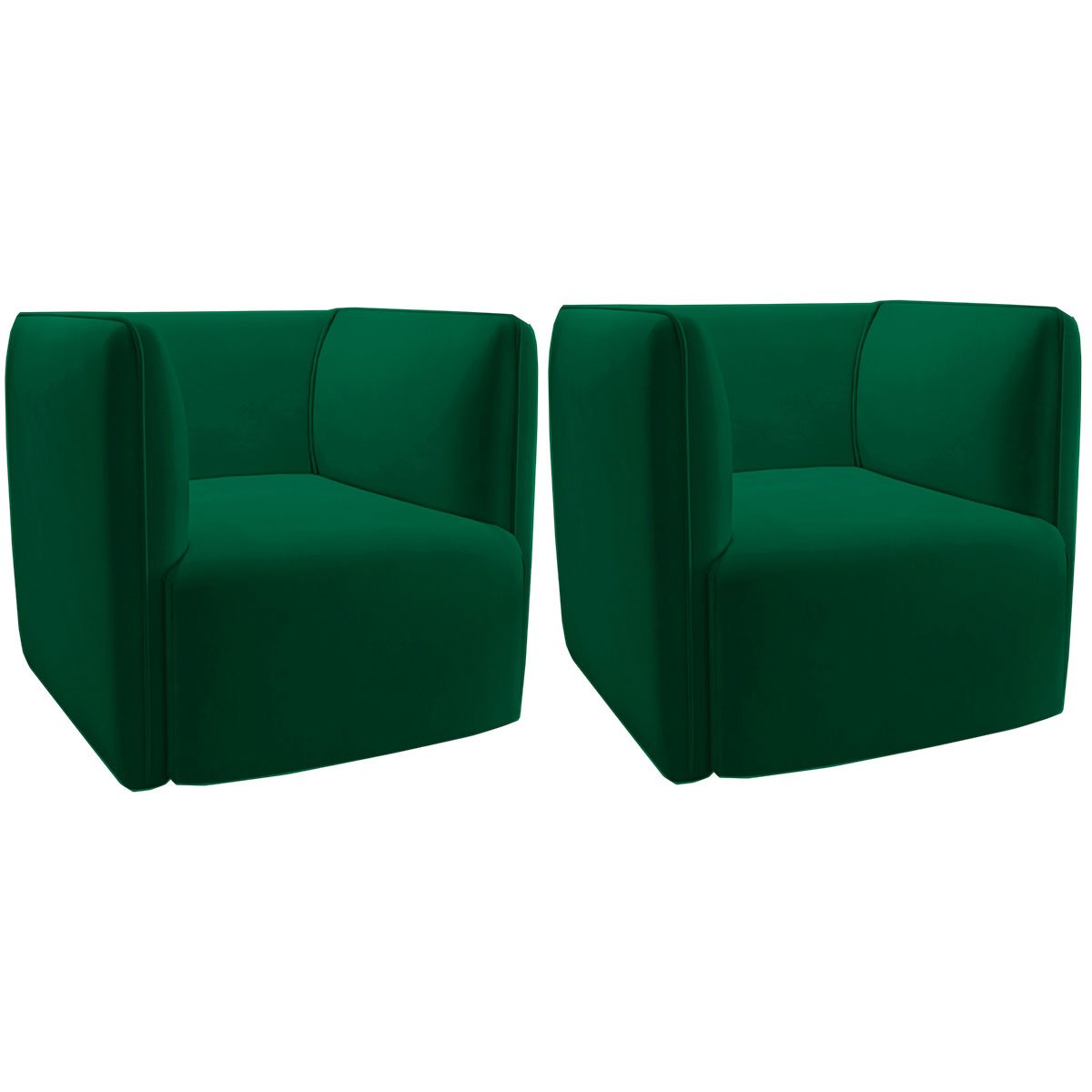 Kit 2 Poltronas para Sala e Escritório Decorativas Maliva Veludo Verde