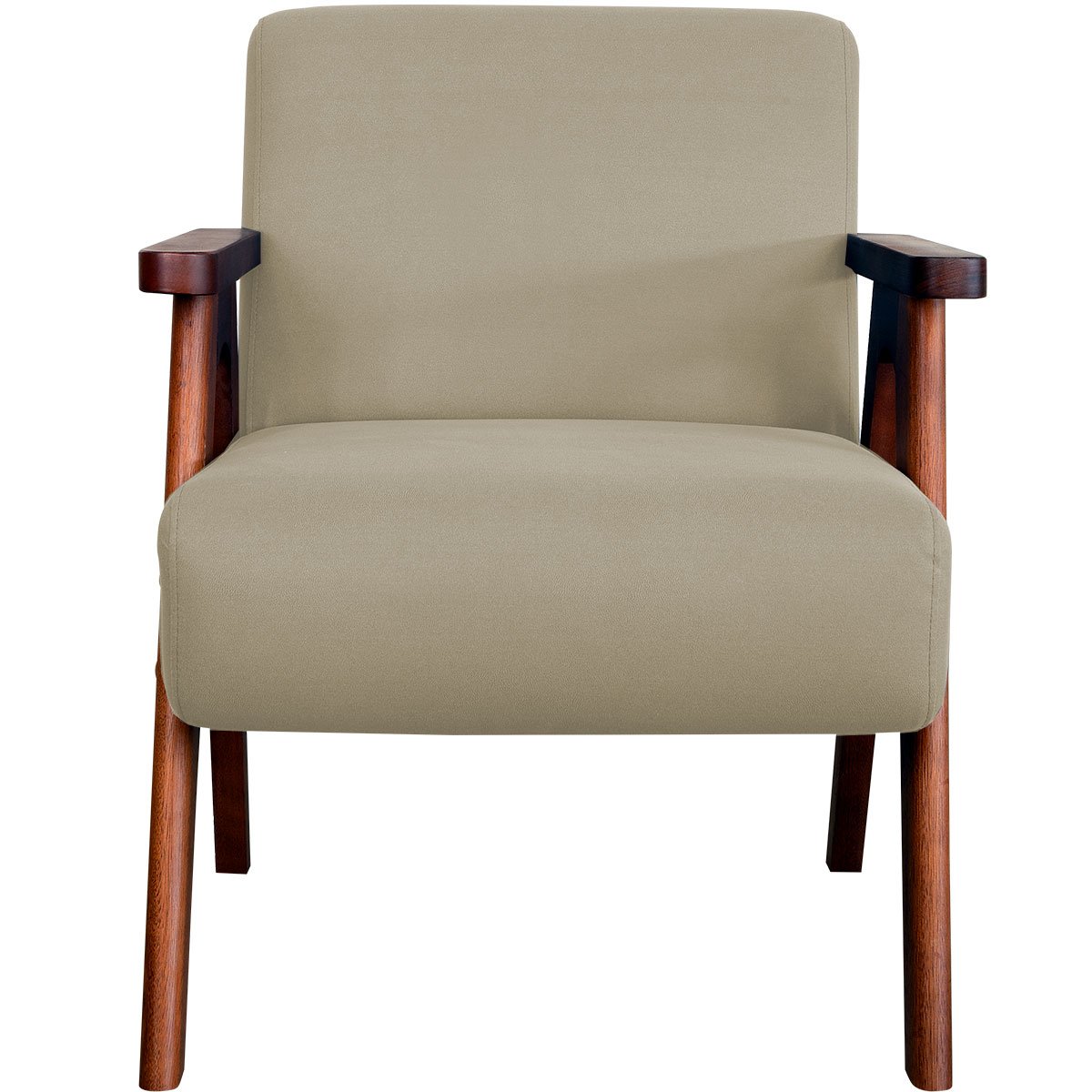 Kit 2 Poltronas para Sala e Escritório Decorativas Oceania Veludo Bege