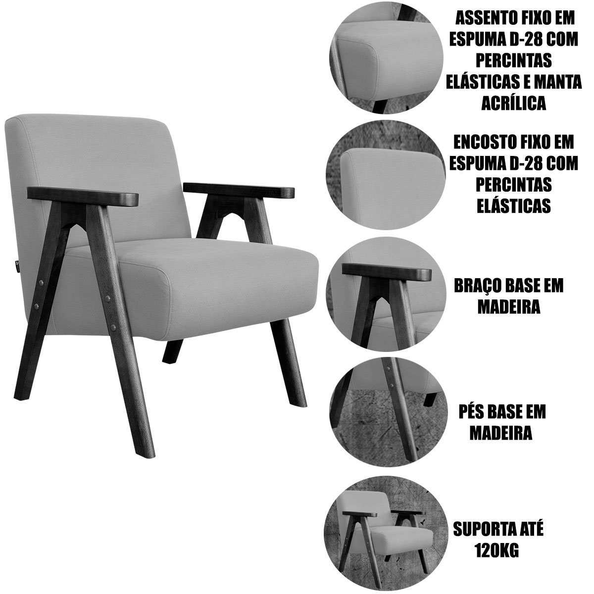 Kit 2 Poltronas para Sala e Escritório Decorativas Oceania Veludo Castor