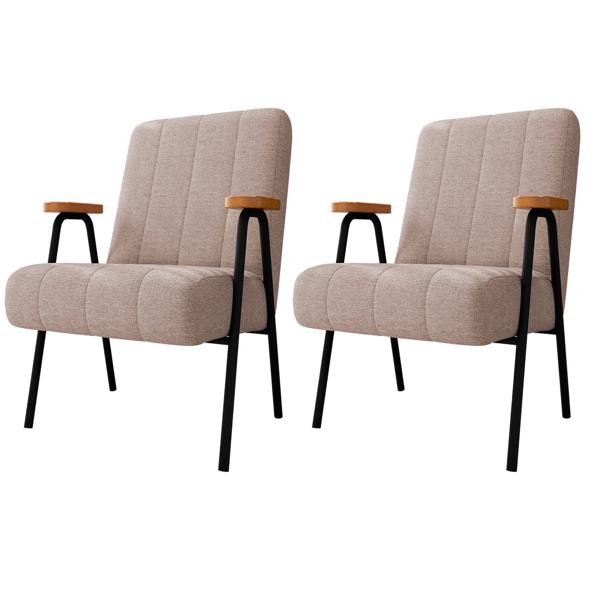 Kit 2 Poltronas para Sala e Escritório Decorativas Phoenix Linho Bege