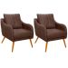 Kit 2 Poltronas para Sala e Escritório Decorativas Síria Veludo Marrom