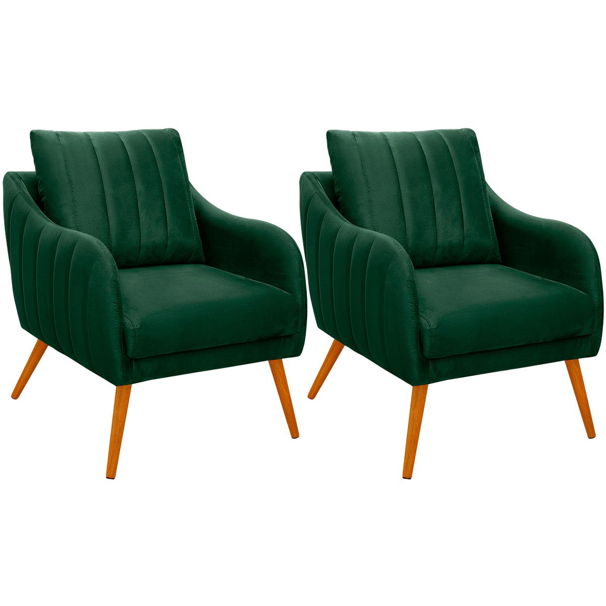 Kit 2 Poltronas para Sala e Escritório Decorativas Síria Veludo Verde