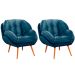 Kit 2 Poltronas para Sala e Escritório Decorativas Vitória Veludo Azul Marinho