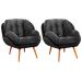 Kit 2 Poltronas para Sala e Escritório Decorativas Vitória Veludo Cinza