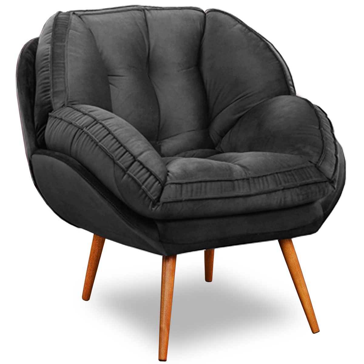 Kit 2 Poltronas para Sala e Escritório Decorativas Vitória Veludo Cinza