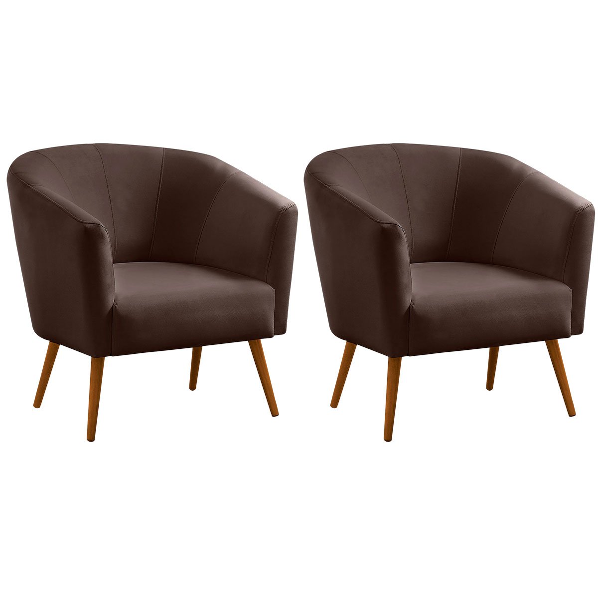 Kit 2 Poltronas para Sala e Escritório Pé Palito Belize Veludo Marrom