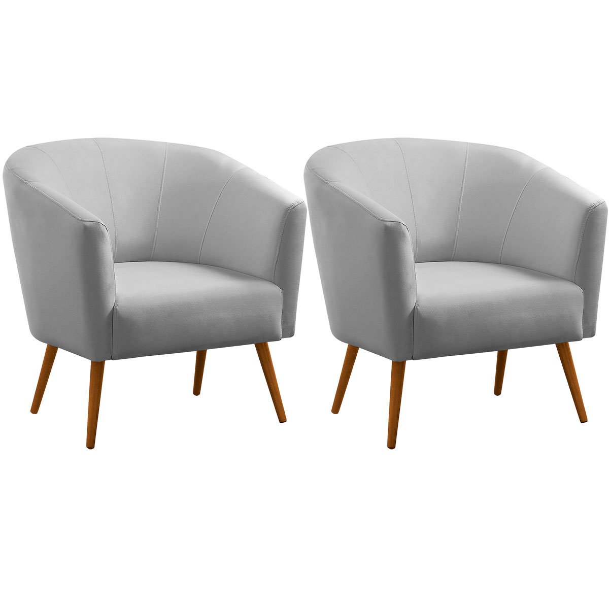 Kit 2 Poltronas para Sala e Escritório Pé Palito Belize Veludo Prata