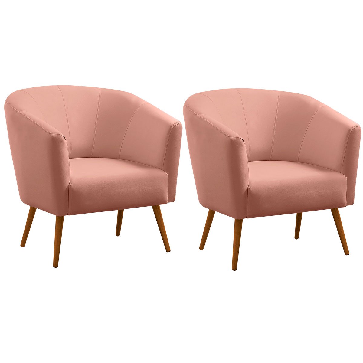 Kit 2 Poltronas para Sala e Escritório Pé Palito Belize Veludo Rosê