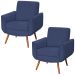 Kit 2 Poltronas para Sala e Escritório Pé Palito Milão Veludo Azul Marinho