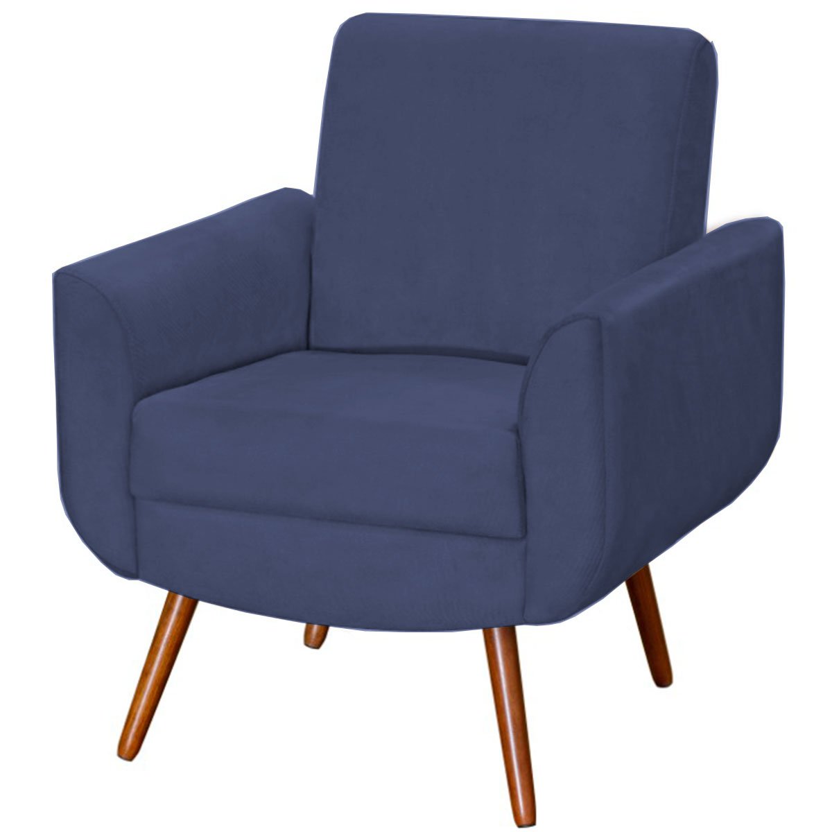 Kit 2 Poltronas para Sala e Escritório Pé Palito Milão Veludo Azul Marinho