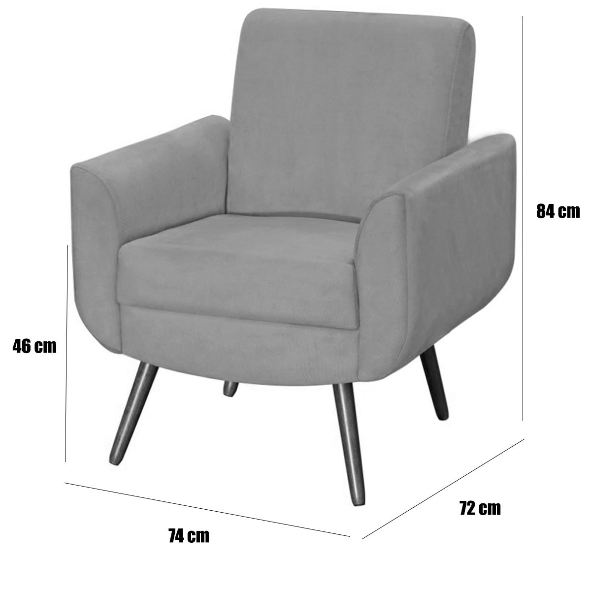 Kit 2 Poltronas para Sala e Escritório Pé Palito Milão Veludo Azul Marinho