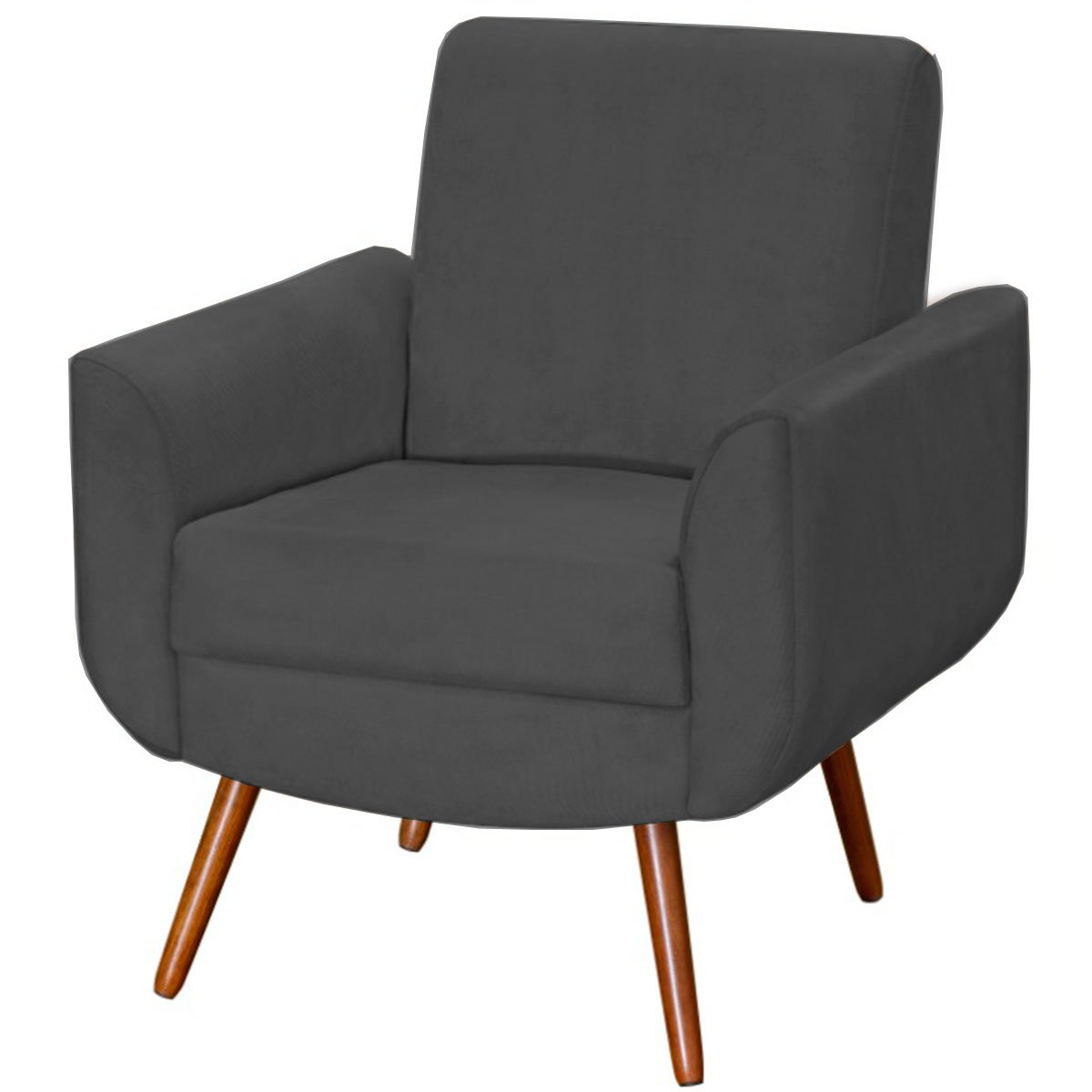 Kit 2 Poltronas para Sala e Escritório Pé Palito Milão Veludo Cinza