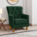 Poltrona Decorativa Carrara c/ Capitonê Veludo Verde