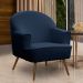 Poltrona Decorativa Pérola Pés Palito Veludo Azul Marinho