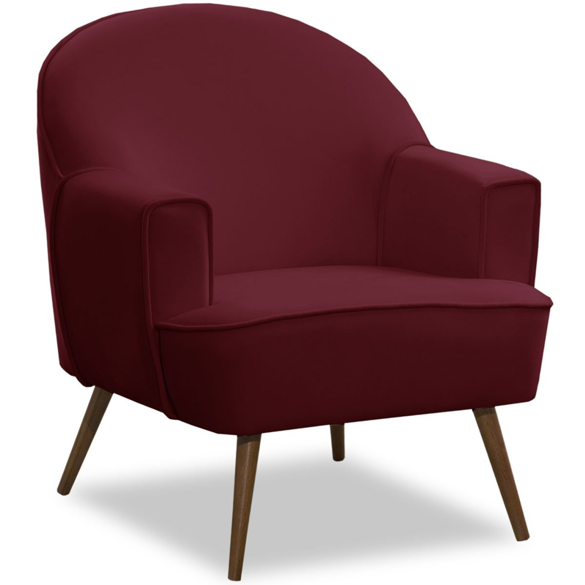 Poltrona Decorativa Pérola Pés Palito Veludo Bordô